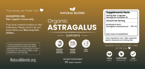 Astragalus Supplement Label