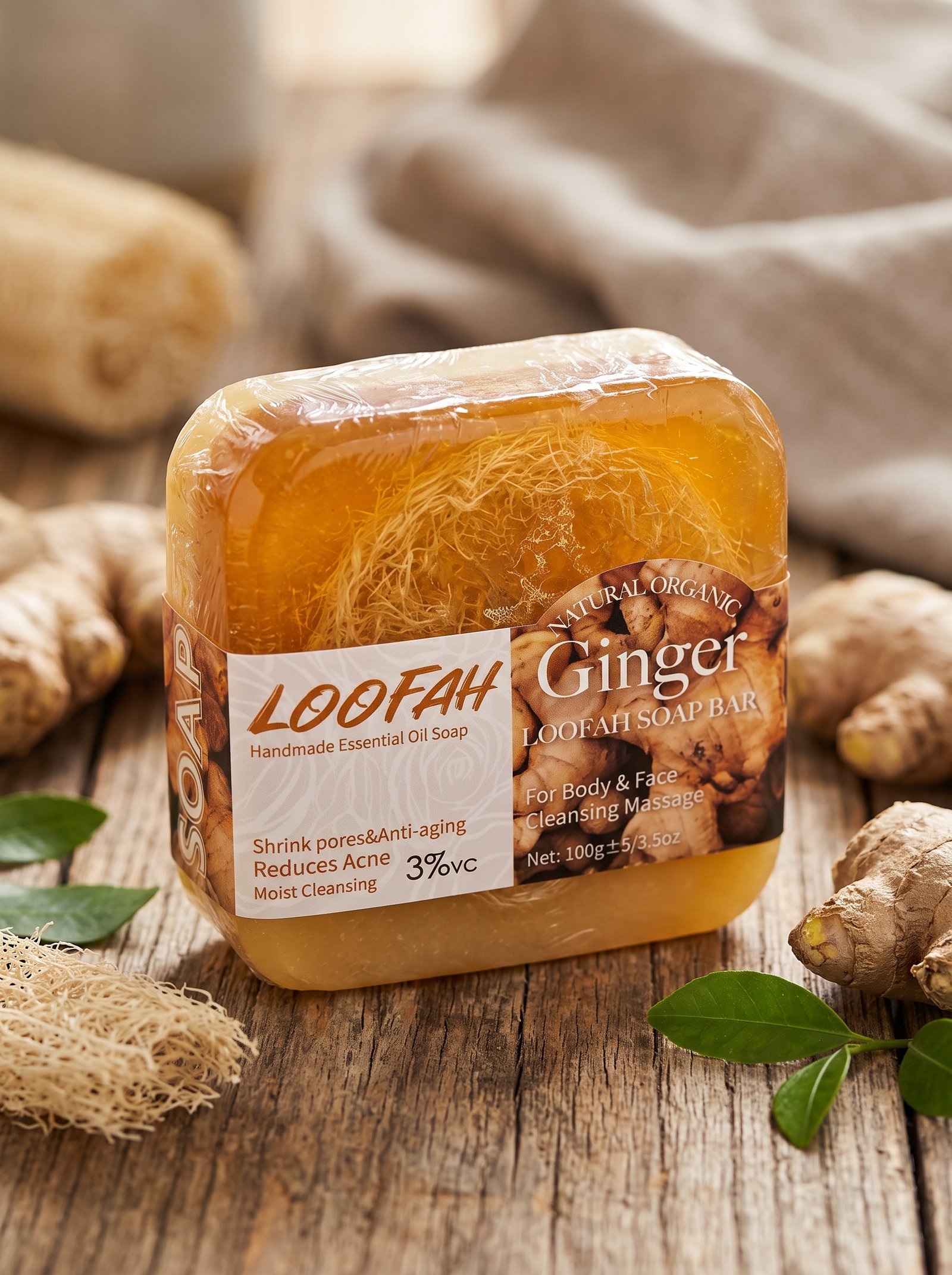 Natural Organic Loofah Ginger Soap
